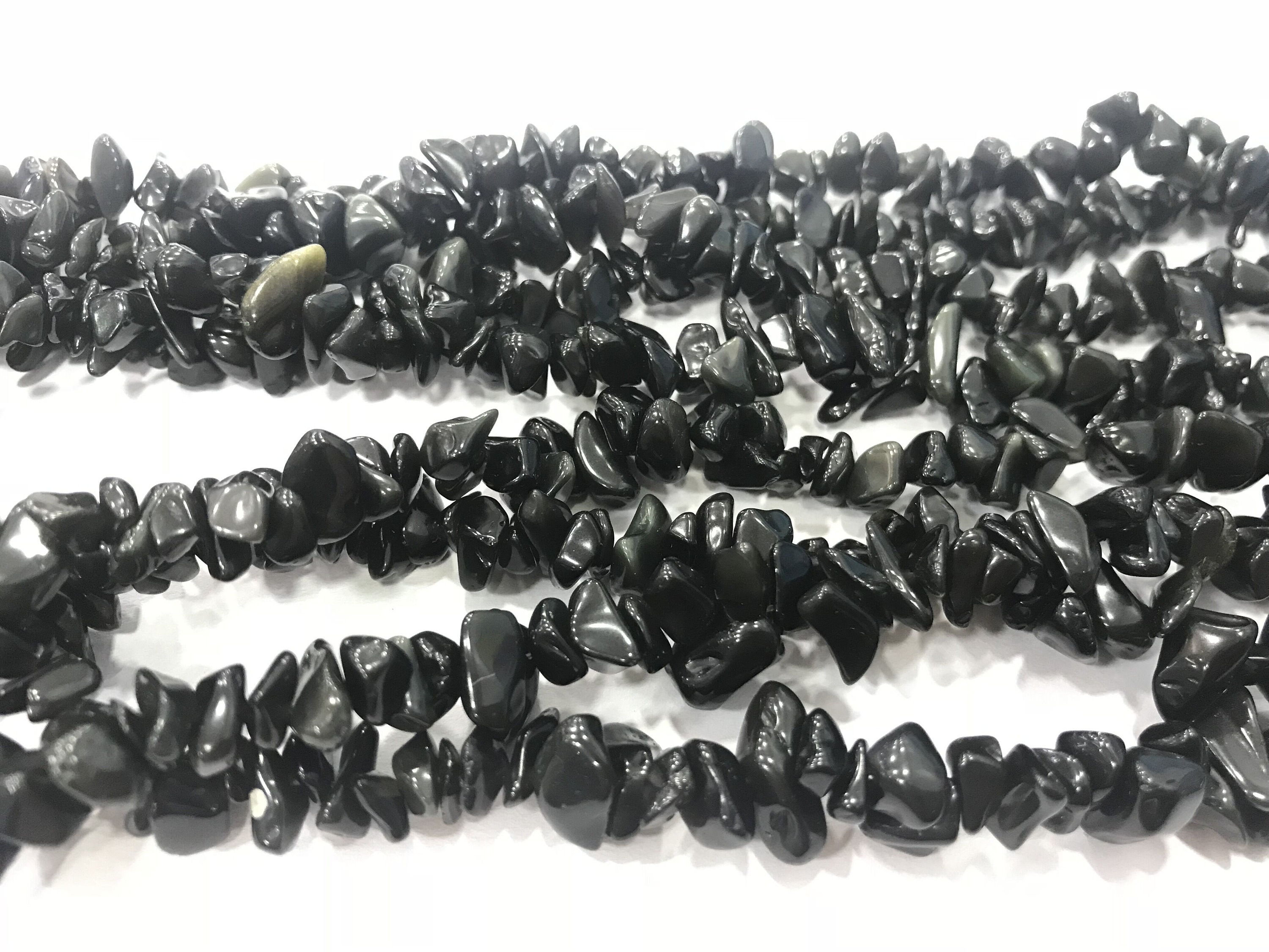 Natural Black Obsidian 5-8mm Chips Genuine Gemstone Nugget Loose Beads 34 Inch Jewelry Supply Bracelet Necklace Material Support Wholesale