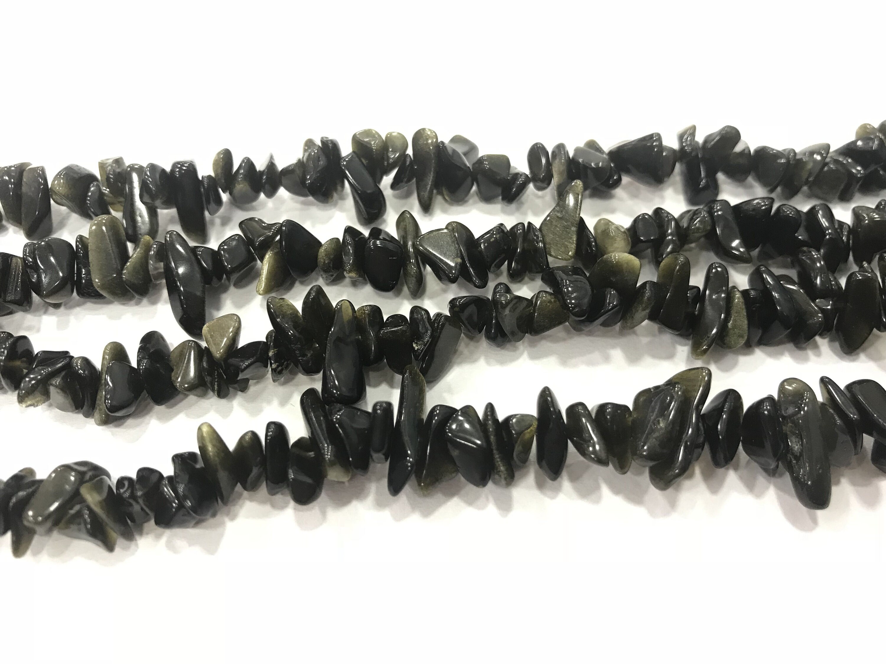 Natural Gold Obsidian 5-8mm Chips Genuine Loose Black Nugget Beads 34 Inch Jewelry Supply Bracelet Necklace Material Support Wholesale