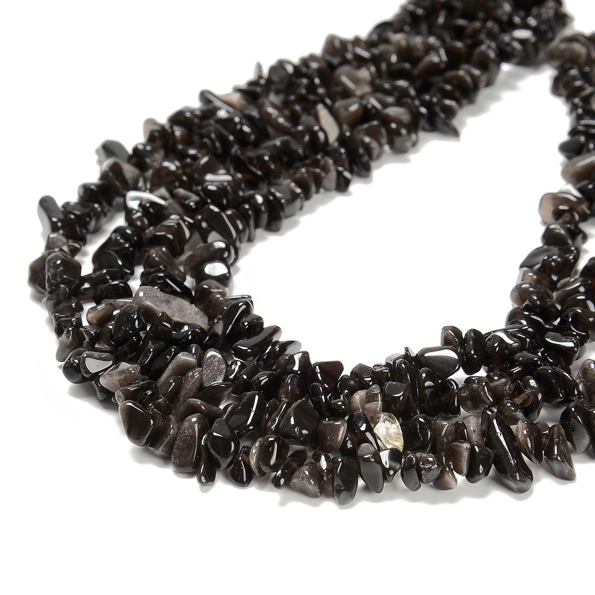 Natural Silver Obsidian Irregular Pebble Nugget Chips Beads Size 7-8mm 32"strand