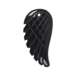 30mm Carved black obsidian angel wing earrings beads (both sides carved)