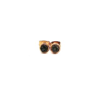 Black Obsidian Crushed Stone Rose Gold Plated Stainless Steel 4mm Stud Earrings