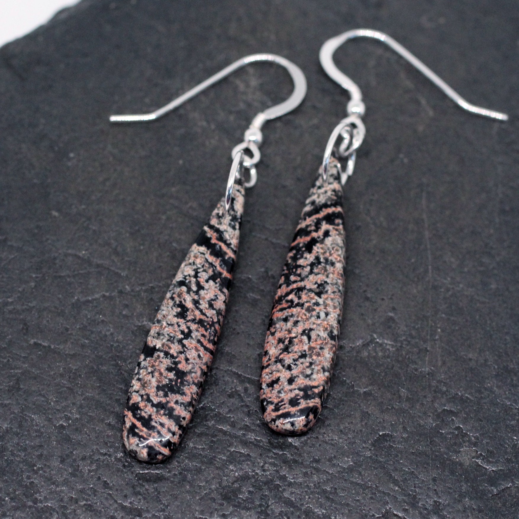 Fireworks - Snowflake Fireworks Obsidian Sterling Silver Earrings
