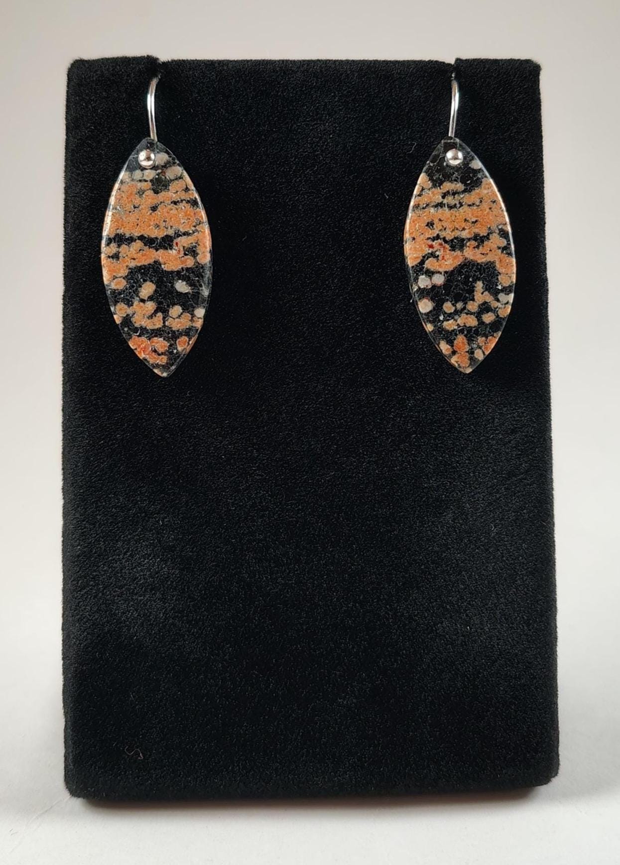 Flower Obsidian And Sterling Silver Earrings Handmade By Chris Hay