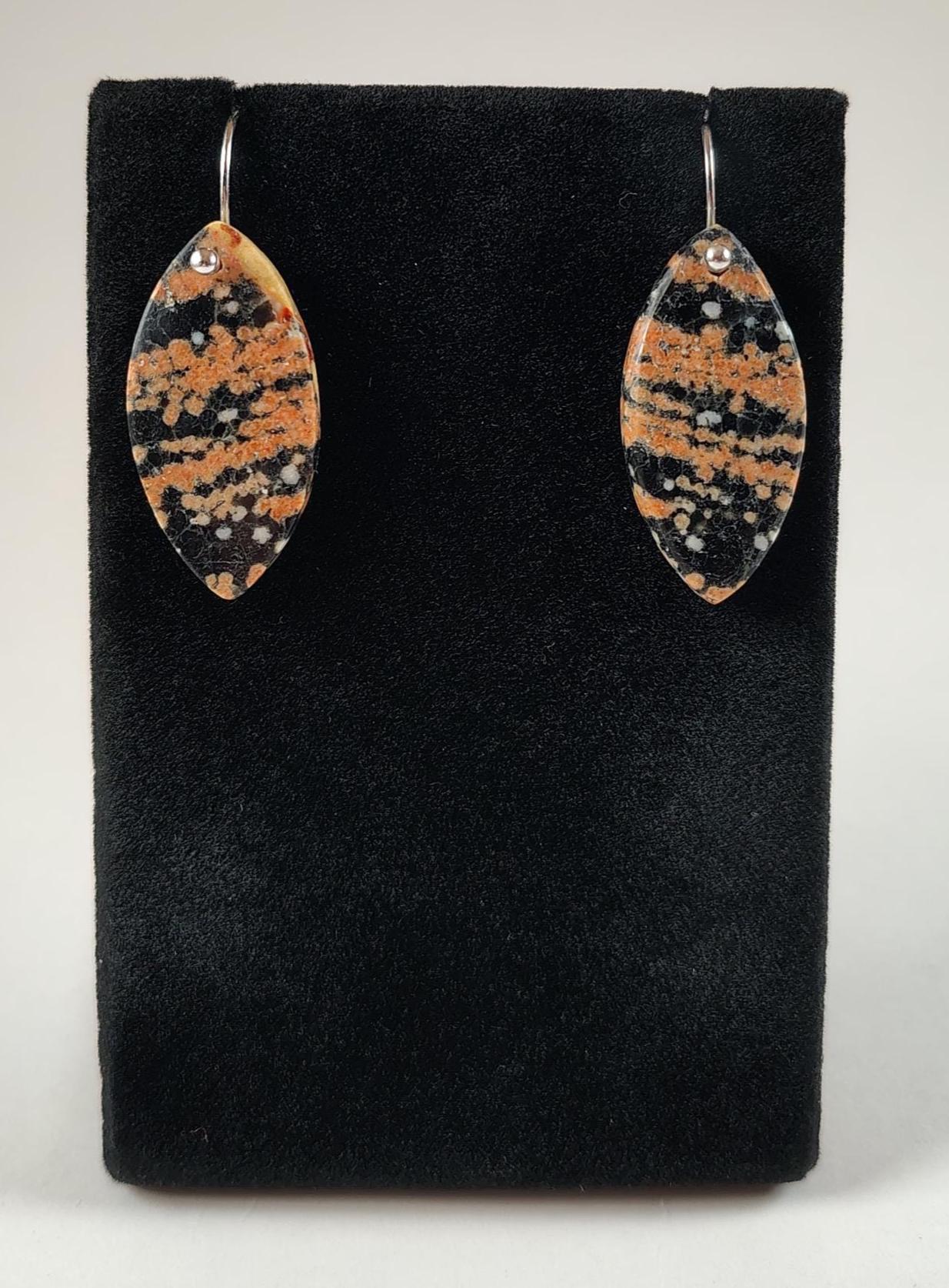 Flower Obsidian And Sterling Silver Earrings Handmade By Chris Hay