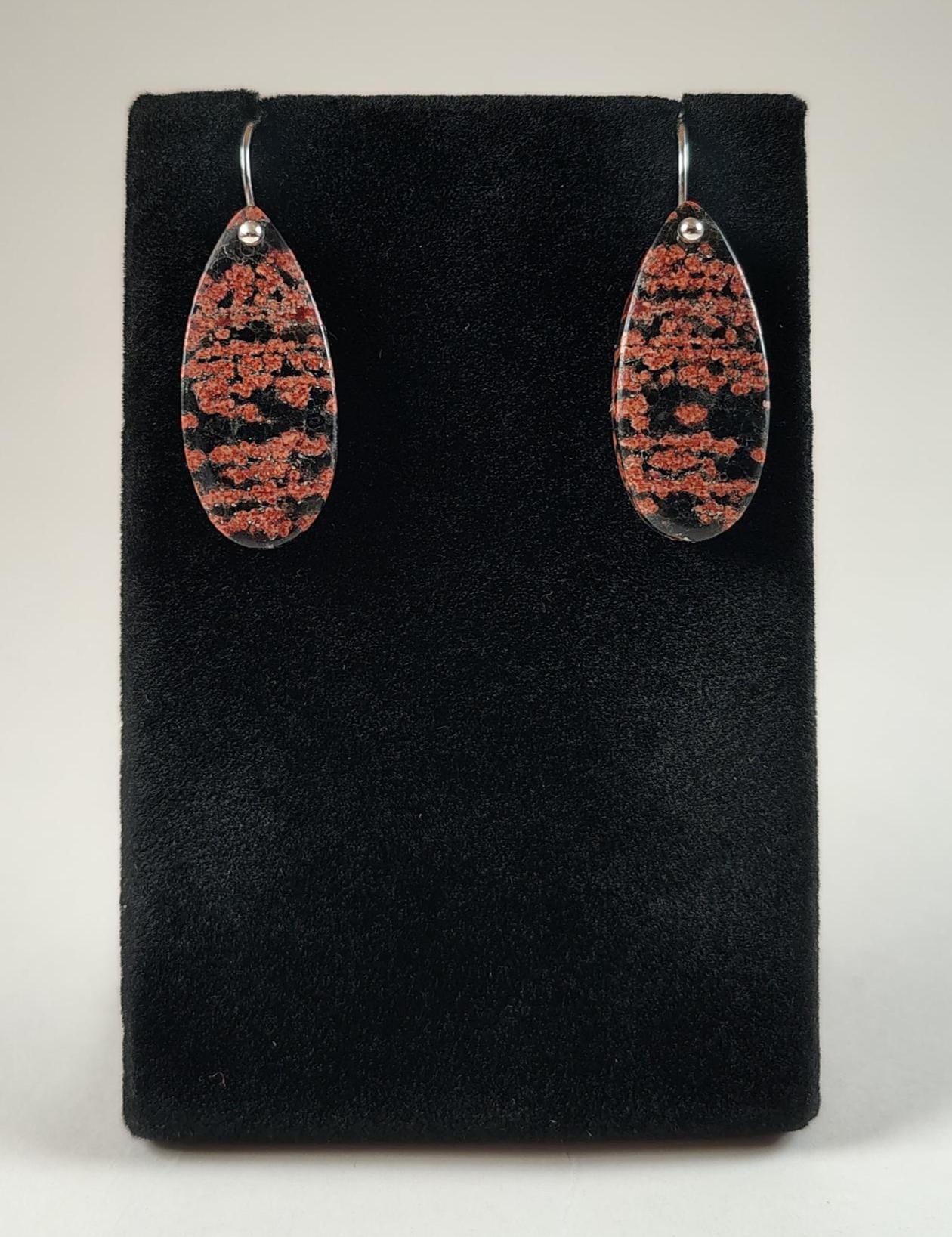 Flower Obsidian And Sterling Silver Earrings Handmade By Chris Hay