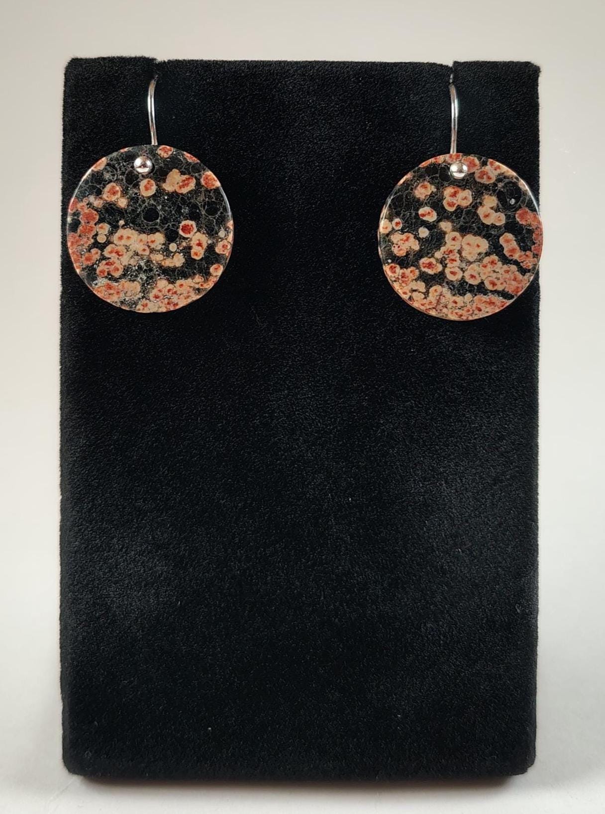 Flower Obsidian And Sterling Silver Earrings Handmade By Chris Hay