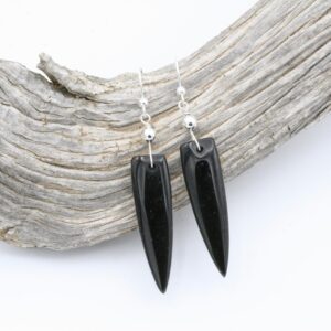 Handmade Sterling Silver Obsidian Spike Earrings: Energy Protection Jewelry