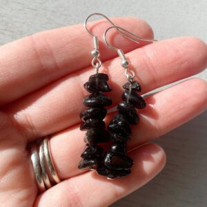 Raw Black Obsidian Dangle Earrings: Sterling Silver, Rose Gold, Or Gold