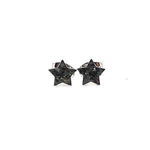 Star Shaped Black Obsidian Crushed Stone Hypoallergenic Stainless Steel Stud Earrings