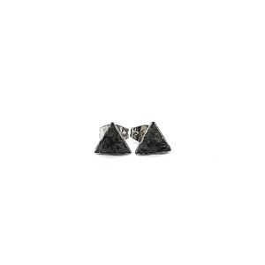 Triangle Black Obsidian Crushed Stone Hypoallergenic Stainless Steel Stud Earrings