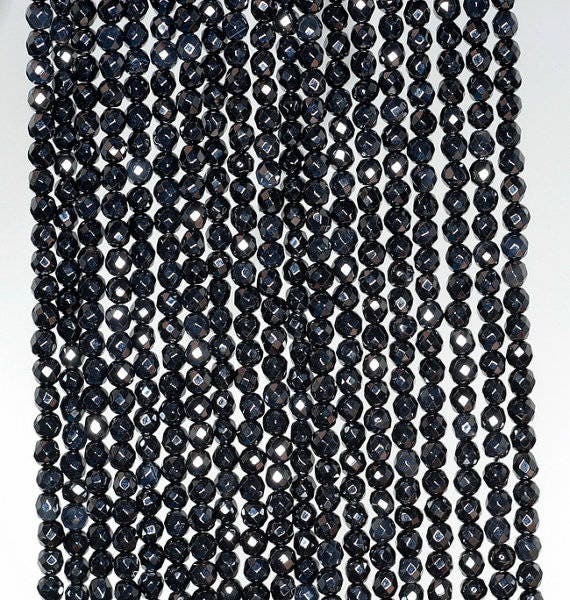 2mm Black Obsidian Gemstone Micro Faceted Round 2mm Loose Beads 15.5 Inch Full Strand (90191984-345)