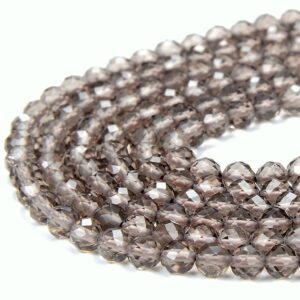 4MM Natural Ice Obsidian Gemstone Grade AAA Micro Faceted Round Beads 15 inch Full Strand BULK LOT 1,2,6,12 and 50 (80016835-P67)