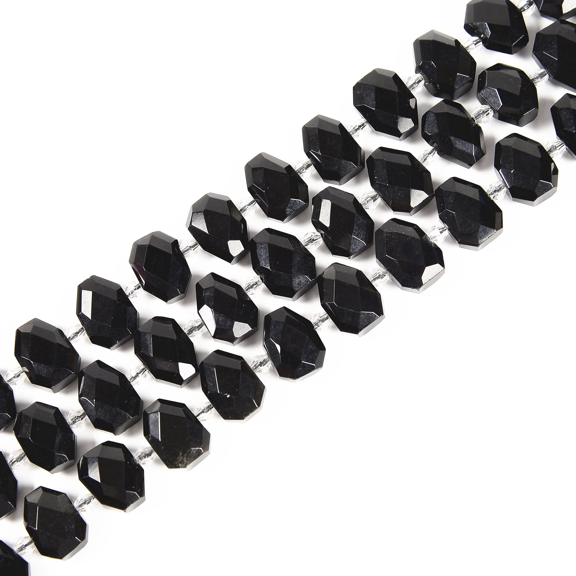 Natural Black Obsidian Center Drilled Faceted Octagon Size 10x14mm 15.5''strand