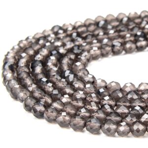 Natural Ice Obsidian Gemstone Grade AAA Micro Faceted Round 4MM  Loose Beads 15 inch Full Strand (80018260-P100)