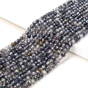 Natural Ice Obsidian Gemstone Grade Aa Micro Faceted Round 2mm 4mm Loose Beads 15 Inch Full Strand (p55)