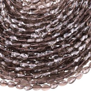 Faceted Natural Ice Obsidian Leaf Teardrop Gemstone Beads 4x6mm 15.5" Strand
