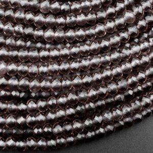 Faceted Natural Ice Obsidian Rondelle Beads 4mm Gemstone 15.5" Strand
