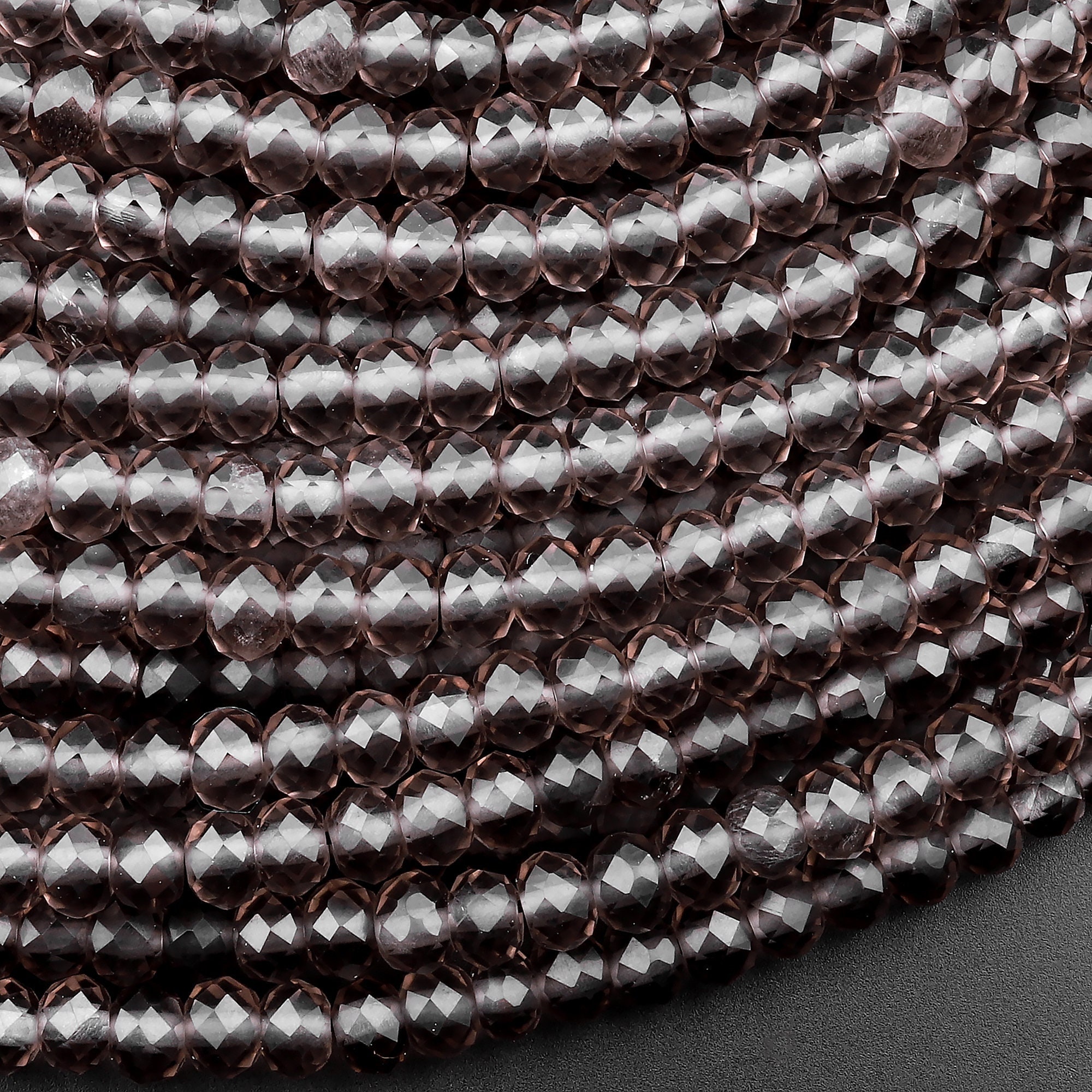 Faceted Natural Ice Obsidian Rondelle Beads 4mm Gemstone 15.5" Strand