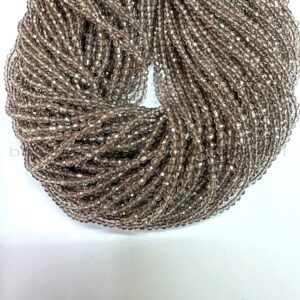 Natural Icy Obsidian Micro Faceted Beads 2mm 3mm, Tiny Obsidian Beads, Small Smoky Gemstone Beads, Genuine Obsidian Spacer Beads