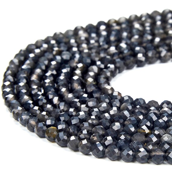 Natural Silver Obsidian Gemstone Grade Aa 3mm Micro Faceted Round Beads 15 Inch Full Strand Bulk Lot 1,2,6,12 And 50 (80018439-p101)