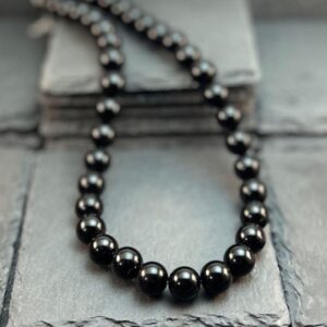 Black Obsidian Beaded Necklace: Energy Protection Gemstone Jewelry