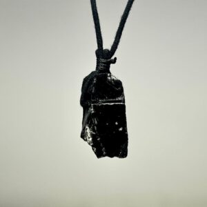 Black Obsidian Crystal Cord Necklace: Protection Stone