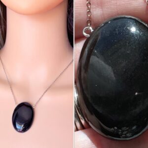 Black Obsidian Necklace, Empath Protection Necklace, Raw Stone Necklace, Crystal Necklace, Silver Sheen Gemstone Necklace Exact Stone