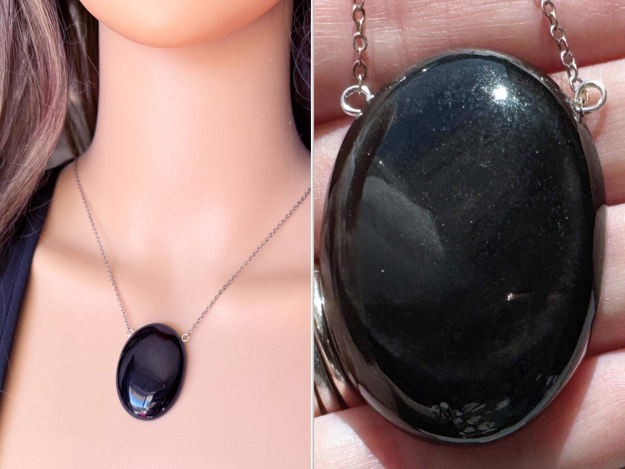 Black Obsidian Necklace, Empath Protection Necklace, Raw Stone Necklace, Crystal Necklace, Silver Sheen Gemstone Necklace Exact Stone Black Obsidian Necklace, Empath Protection Necklace, Raw Stone Necklace, Crystal Necklace, Silver Sheen Gemstone Necklace Exact Stone