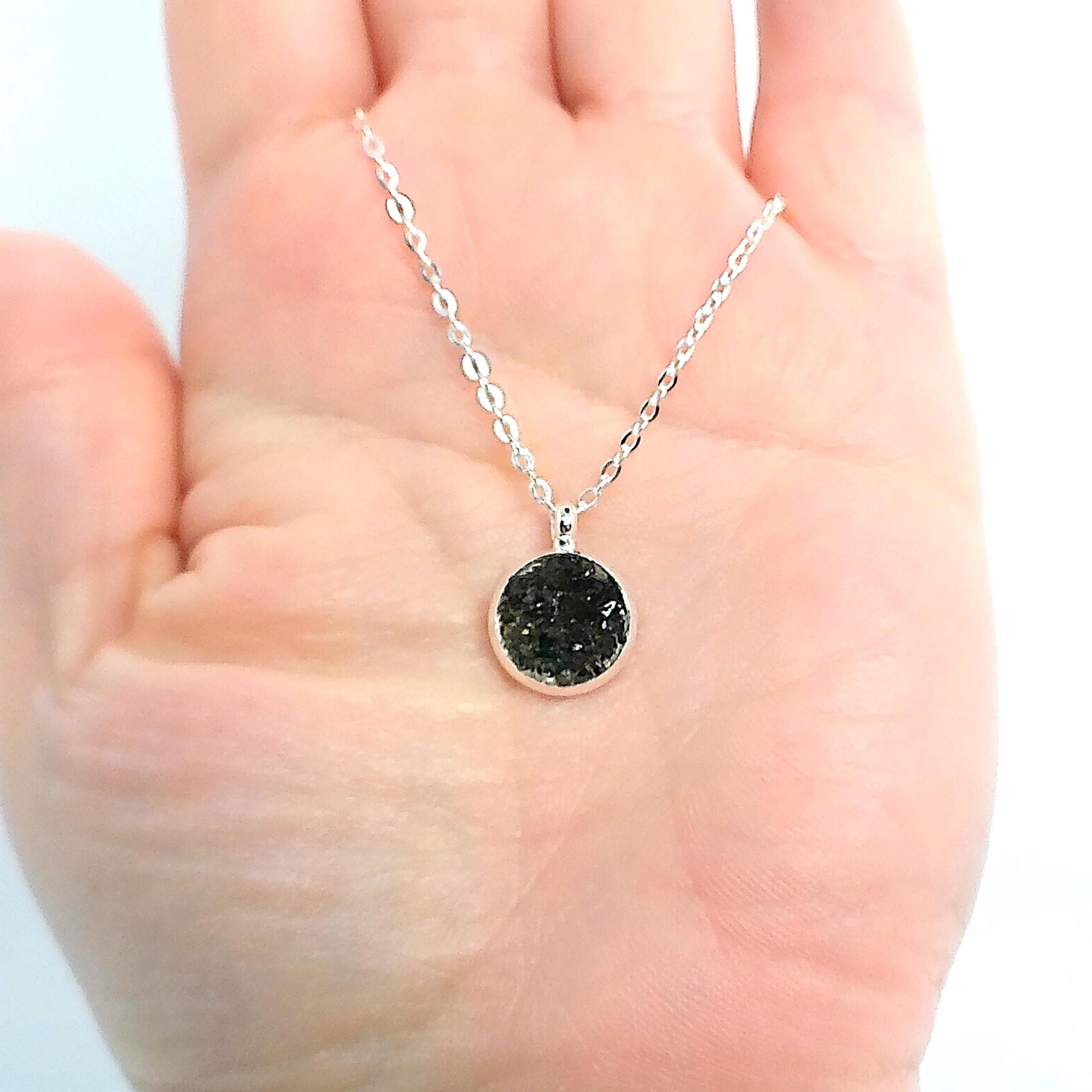 Black Obsidian Silver Plated 18" Crushed Stone Necklace