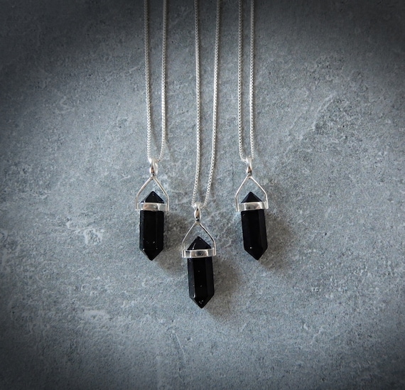 Black Obsidian Necklace, Sterling Silver Obsidian Point, Gemstone Point, Healing Crystal Necklace, Layering Necklace, Gemstone Appeal, Gsa