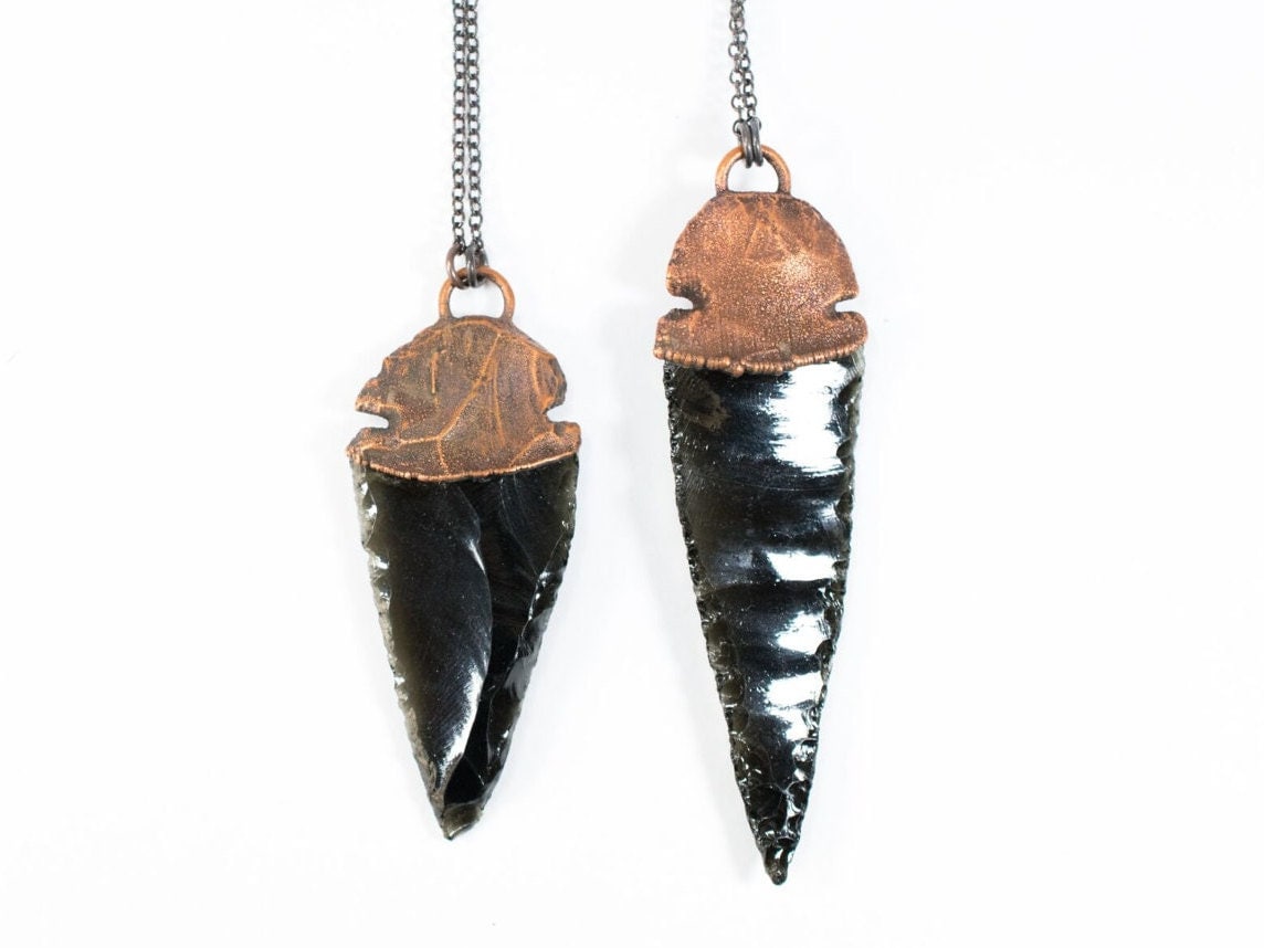 Dragon Glass Necklace | Obsidian Arrowhead Necklace | Dragonglass Necklace | Obsidian Dragon Glass Jewelry | Black Arrowhead Necklace