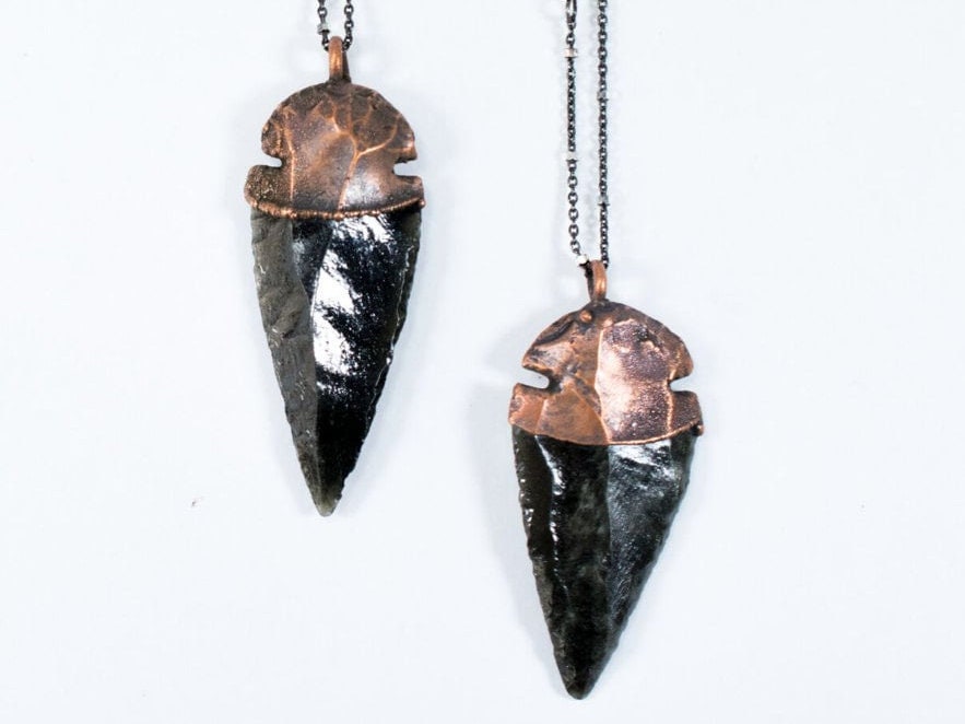 Dragonglass Necklace | Obsidian Arrowhead Necklace | Dragon Glass Necklace | Obsidian Dragon Glass Jewelry | Black Arrowhead Necklace