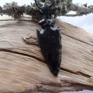 Large Arrowhead Black Obsidian necklace /protection Dragon Glass healing stones