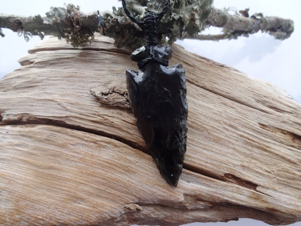 Large Arrowhead Black Obsidian Necklace /protection Dragon Glass Healing Stones