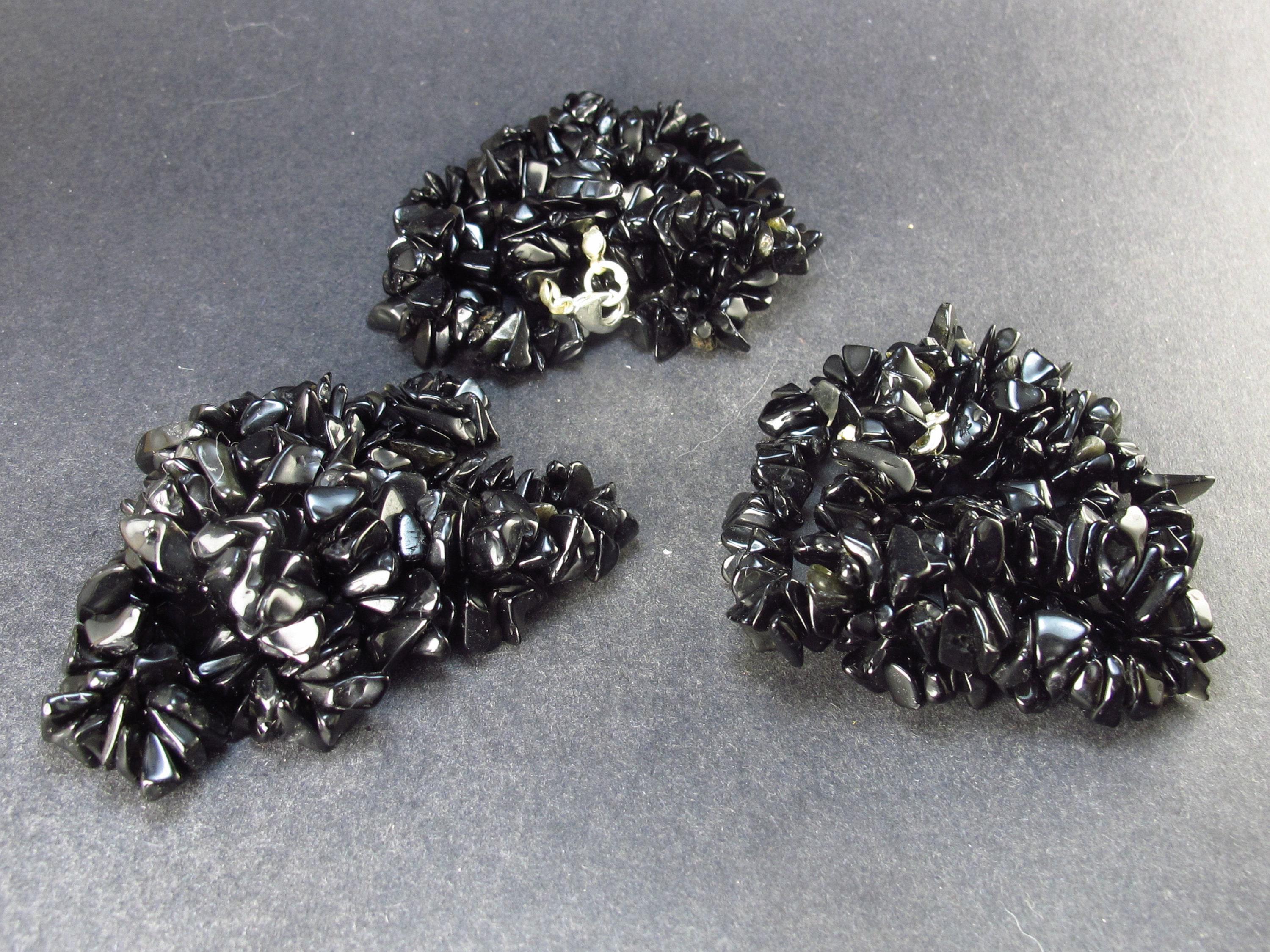 Lot Of 3 Black Obsidian Necklaces From Mexico - 18" Each