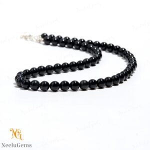 Natural Black Obsidian Necklace, 8mm Smooth Round Bead Jewelry, 18" Protection Stone Choker, Handmade Minimalist Gift For Men & Women