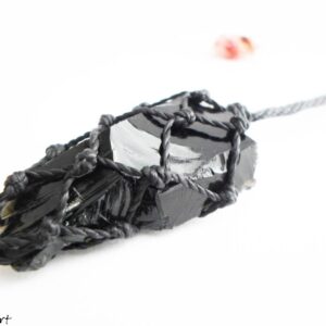 Raw Black Obsidian Necklace: Macrame Protection Jewelry