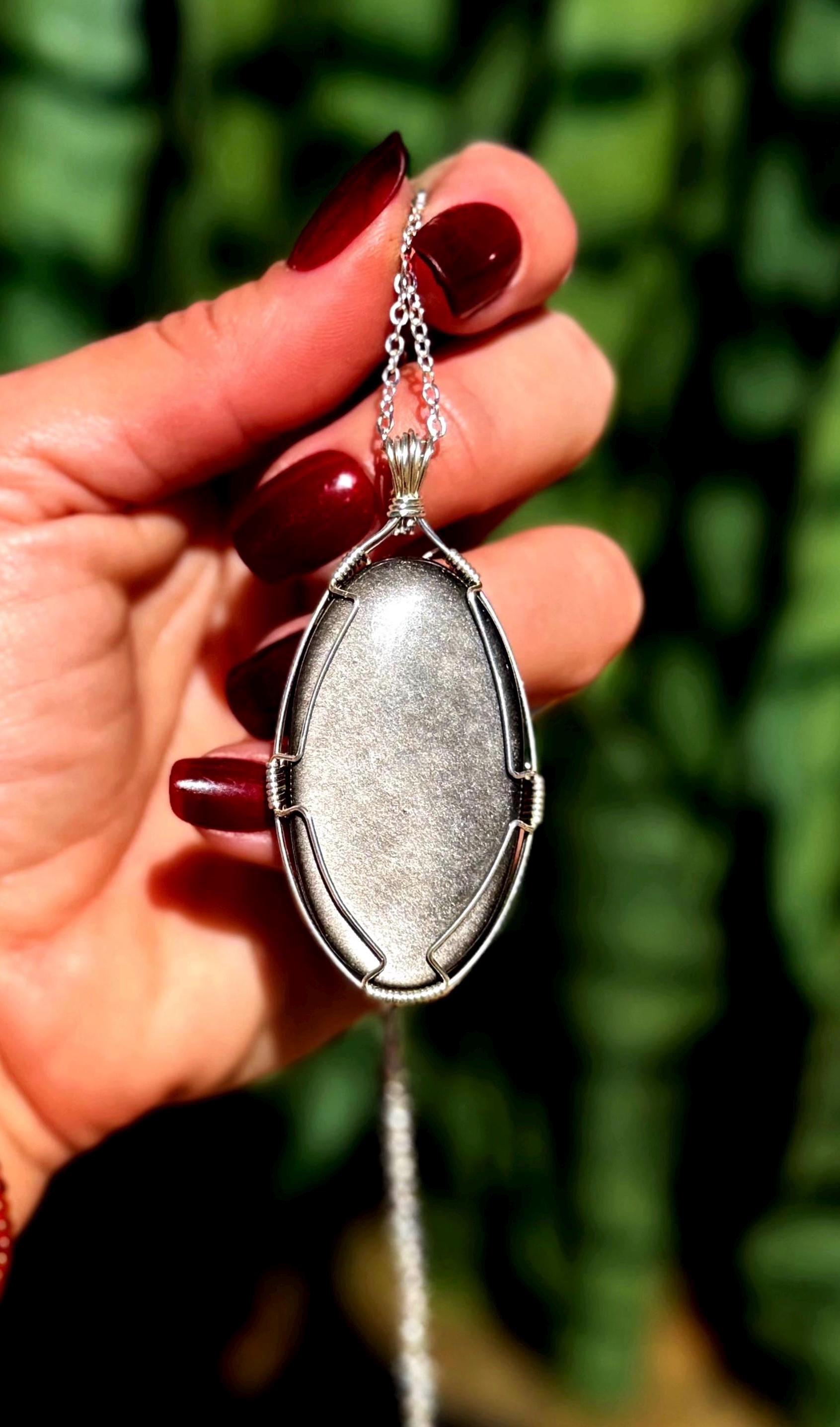 Silver Sheen Obsidian Necklace - Volcanic Rock