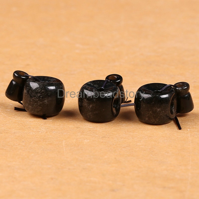 1-20 Sets Gemstone Guru Beads Wholesale Natural Gold Obsidian 12/ 14/ 16/ 18/20mm Tibetan Barrel Shape Guru Sets For Buddism Jewelry Making
