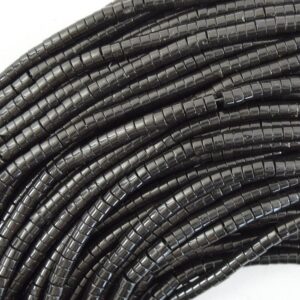 4mm Natural Black Obsidian Heishi Disc Beads 15" Strand