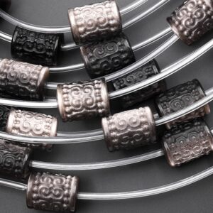 AAA Natural Silver Obsidian Hand Carved Tube Gemstone Crystal Longevity Beads
