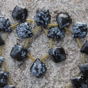 Obsidian Gemstone Faceted Briolette Beads | 10 Pieces Leaf-shaped | Size 14x17 Mm App I Jewelry Setting (c515) Obsidian Gemstone Faceted Briolette Beads | 10 Pieces Leaf-shaped | Size 14x17 Mm App I Jewelry Setting (c515)
