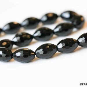 M/ Black Obsidian 10x15mm Faceted Oval beads 16" strand Natural black gemstone beads For jewelry making