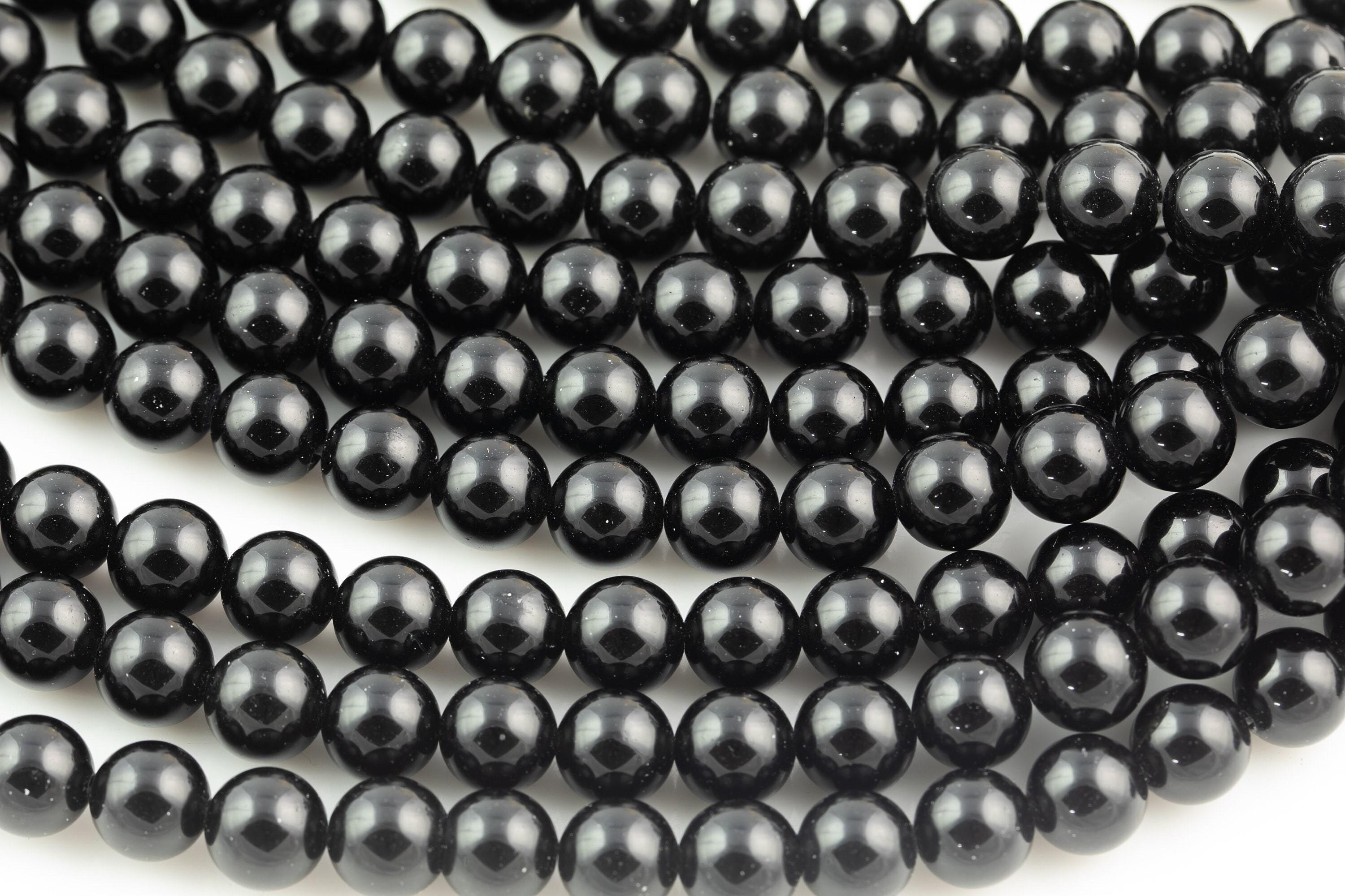 Natural Black Obsidian Smooth Beads 4mm 6mm 8mm 10mm Aaa High Quality 15.5" Strand Gemstone Beads