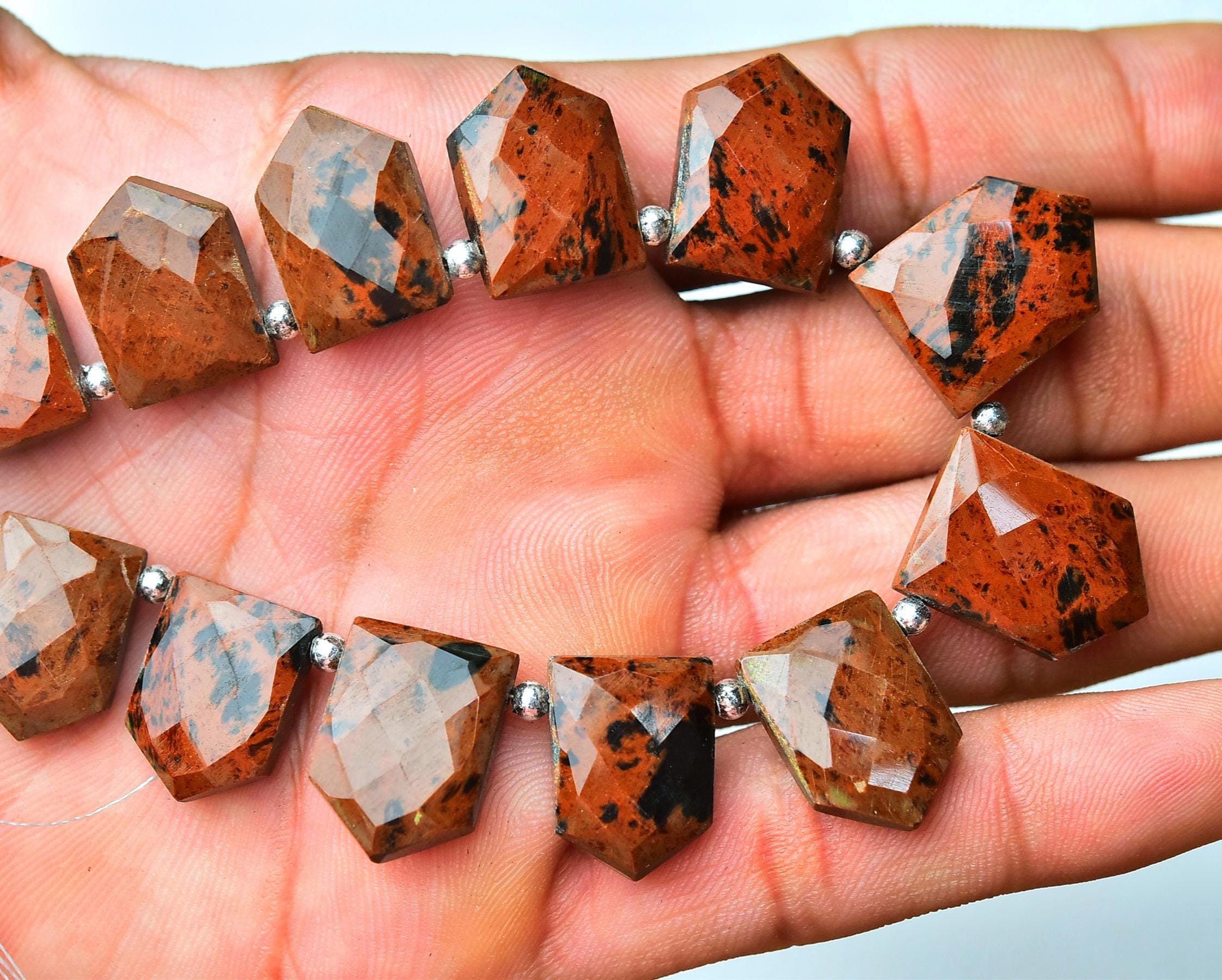 Natural Obsidian Fancy Beads 12x17mm To 14x20mm Faceted Fancy Shape Briolettes Gemstone Beads Superb Obsidian Beads - 8.5 Inch Strand No4819 Natural Obsidian Fancy Beads 12x17mm To 14x20mm Faceted Fancy Shape Briolettes Gemstone Beads Superb Obsidian Beads - 8.5 Inch Strand No4819