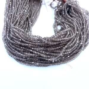 Tiny Silver Obsidian Cube Micro Faceted Beads 2.5mm, Natural Smoky Obsidian Cube Beads, Small Smoky Gemstone Cube Charms, Obsidian Spacers