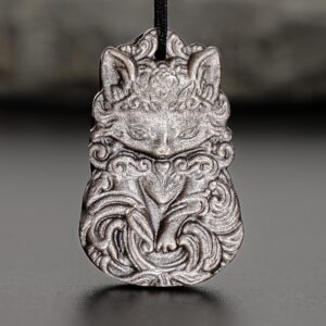 Genuine Natural Silver Obsidian Elegant Fox Pendant Grade AAA Gemstone Obsidian Pendant