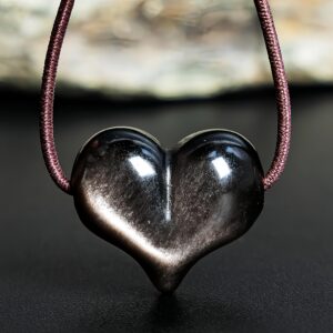 Genuine Natural Silver Obsidian Peach Pendant Grade AA Gemstone Obsidian Pendant (5 Pcs)