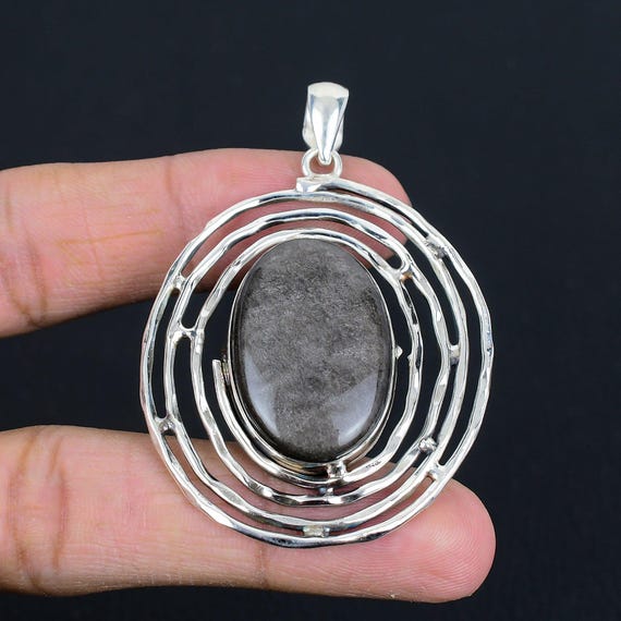 Silver Sheen Obsidian Pendant: Handmade 925 Sterling Silver Jewelry Silver Sheen Obsidian Pendant: Handmade 925 Sterling Silver Jewelry