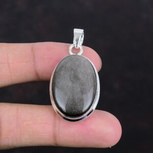 Silver Sheen Obsidian Pendant: Handmade 925 Sterling Silver Jewelry